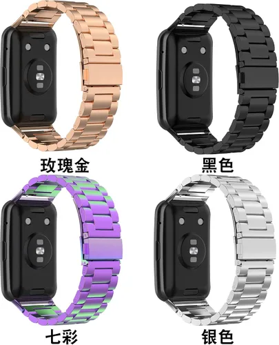 Vista 3 de Correa de repuesto para Huawei Watch Fit Band, de acero inoxidable, compatible con Huawei Watch Fit Smart Watch Paquete de 4