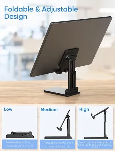 Vista 3 de ARZOPA - Soporte para teléfono celular, soporte plegable para teléfono con altura y ángulo ajustables para escritorio, compatible con iPhone, iPad