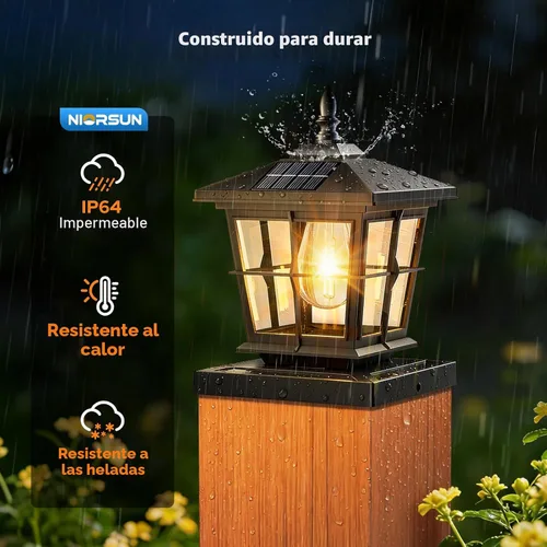 Vista 4 de NIORSUN Luces solares de poste de 4 x 4 con 3 temperaturas