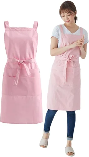 Vista 12 de Jeelow Delantal de cocina de algodón o sarga de algodón para hombres y mujeres, ajustable con bolsillos ajustables