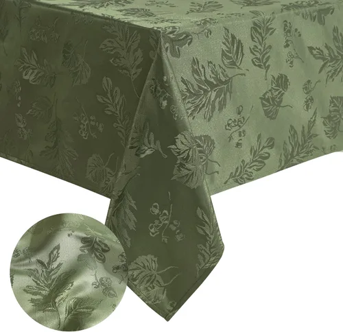 Vista 14 de Elrene Home Fashions. - Elegante mantel de damasco, diseño de hojas tejidas.