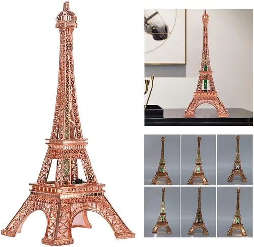 Vista 5 de LIZEALUCKY Estatua de la Torre Eiffel, modelo de torre Eiffel de 10.2 pulgadas, torre decorativa de escritorio de mesa con luz nocturna 3D, luminoso