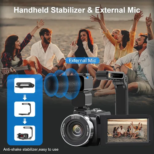 Vista 3 de Gcasio 8K 64MP videocámara cámara de vídeo 18X zoom digital YouTube Vlogging Cámara web IR visión nocturna WiFi 3.0 "Videocámaras con pantalla