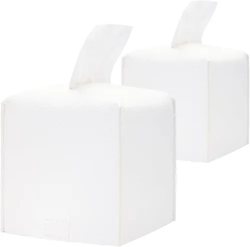 Vista 16 de HOMOTEK Paquete de 2 fundas para caja de pañuelos, soporte cuadrado de piel sintética, organizador de papel decorativo para baño, mesitas de noche