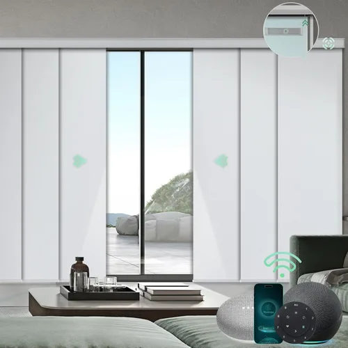 Vista 10 de Yoolax Persianas de puerta corredera inteligentes XL personalizadas, persianas motorizadas compatibles con Alexa, persianas de tela opacas Basalto