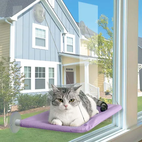Vista 5 de Hamaca negra para gatos con ventana y cama para gatos