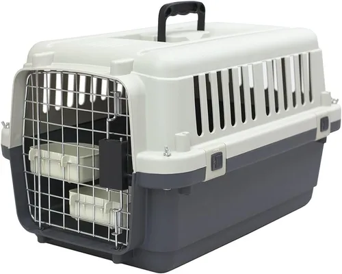 Vista 18 de SportPet Designs Perreras de plástico, Jaulas de viaje para perro, de plástico con ruedas, aprobadas para aerolínea, con puerta de alambre