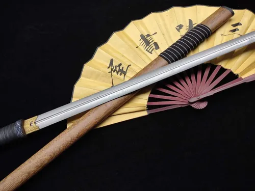 Vista 8 de Espada chino (Patrón plegable única (Acero Groove Hoja, Rosewood scabbard) Tang, longitud completa 39