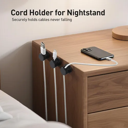 Vista 7 de AGPTEK Paquete de 8 clips magnéticos para cables, clips giratorios de 360° actualizados para sujetar cables en mesita de noche, organizador