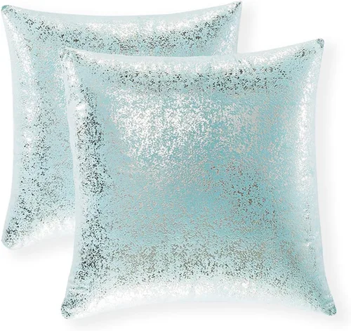 Vista 62 de Xinrjojo Juego de 2 almohadas brillantes en negro y dorado, almohadas suaves y brillantes decorativas, juego de fundas de almohada cuadradas negras