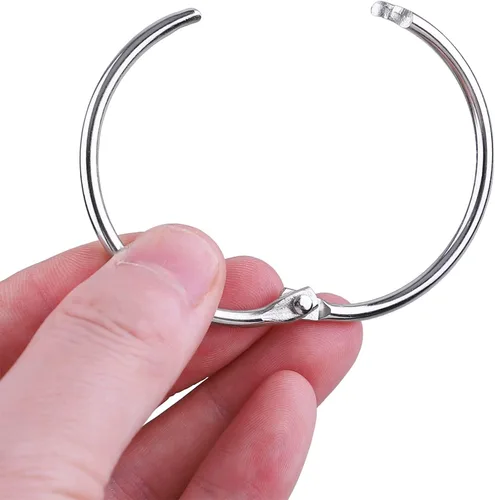 Vista 3 de AKONEGE 2 pulgadas (paquete de 25) anillos sueltos para carpeta de hojas, acero niquelado plateado, para escuela, hogar, oficina