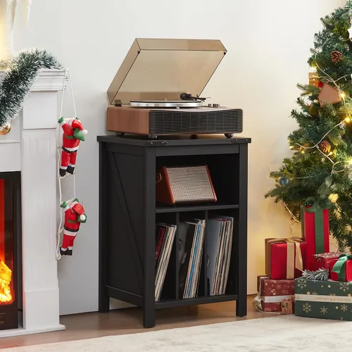Vista 4 de Joaxswe Soporte para tocadiscos con almacenamiento de discos de vinilo, capacidad para hasta 160 álbumes, mesa giratoria grande de madera, estante