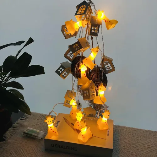 Vista 7 de Guirnalda de luces de jirafa que funcionan con pilas, luces de noche de animales, luces de hadas para decoración de dormitorio de niños, cumpleaños