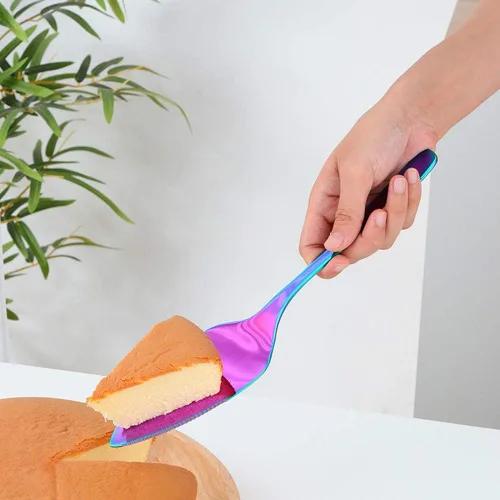 Vista 2 de Pastel de boda cuchillo y pala, Acero Inoxidable Rosa de Oro Espátula Herramienta de Hornear Torta Sever Mantequilla Cuchillos Para Pie/Pizza/Queso