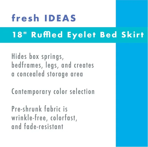 Vista 3 de Fresh Ideas falda de cama de 18 pulgadas con volantes calados color hueso, Algodón Poliéster, Blanco, Completo