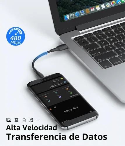 Vista 3 de Cable micro USB corto de 6 pulgadas, paquete de 3, cable USB a micro