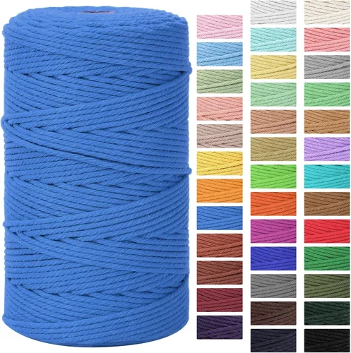 Vista 20 de Cordón de macramé 3mm x 300m Cuerda de macramé 100% algodón natural Cordón de algodón trenzado de 4 hebras para manualidades DIY, adornos