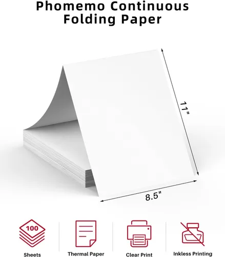 Vista 8 de Phomemo - Papel para impresora térmica de letras estadounidenses, papel térmico continuo Phomemo M08F, compatible con M08F-Letter, M08D, TATTMUSE