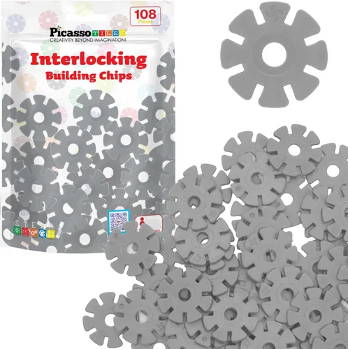 Vista 18 de PicassoTiles Juego de 600 fichas de construcción entrelazadas con bloques de disco creativos, juguetes de aprendizaje STEM para educación temprana