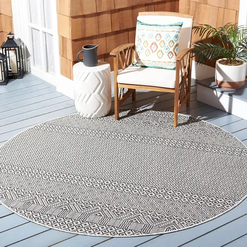 Vista 31 de SAFAVIEH Alfombra lavable al aire libre, colección Courtyard - 2'3" x 5', gris y negro, no desprende pelusa y fácil limpieza, ideal para patio