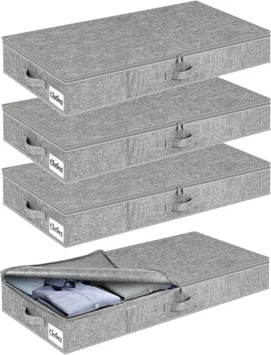 Vista 15 de Contenedores de almacenamiento debajo de la cama, paquete de 2 unidades, 4 pulgadas delgado de perfil bajo debajo de la cama, organizador
