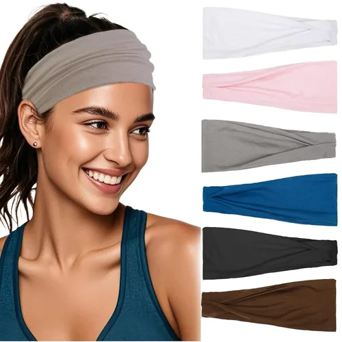 Vista 5 de AKTVSHOW Diademas Negras para Mujeres Banda Antideslizante para la Cabeza para el Cabello de Mujer Bandas Anchas Gruesas para el Sudor del Cabello