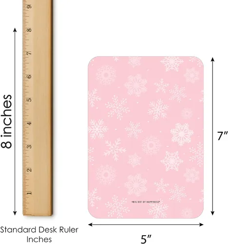 Vista 6 de Big Dot of Happiness Pink Winter Wonderland - Tarjetas de bingo y marcadores - Fiesta de cumpleaños de copo de nieve y juego de bingo para baby