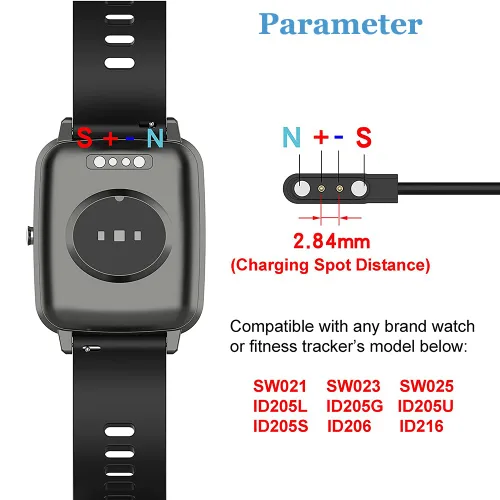 Vista 5 de Threeeggs Cargador compatible con el reloj inteligente TOZO S7 S6 S5 S4 S3 S2, cable de carga magnético para reloj inteligente Letsfit Willful YAMAY