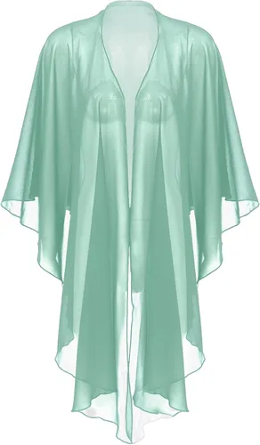Vista 4 de ACSUSS Chal de gasa de manga 34 para mujer, ligera, suave, transparente, para vestidos de noche de boda