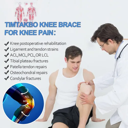Vista 4 de T TIMTAKBO - Rodillera grande con bisagras y estabilizadores laterales para hombres y mujeres Rodillera de talla grande para hombres/mujeres