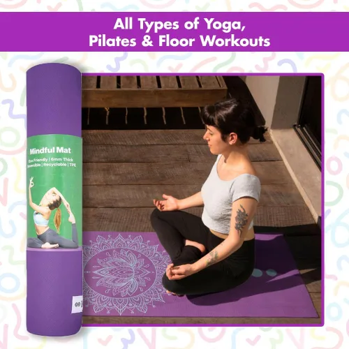Vista 6 de Tapete de yoga – Esterilla de yoga reversible de 0.236 in con impresión premium, extra gruesa y grande, antideslizante, para todo tipo de yoga