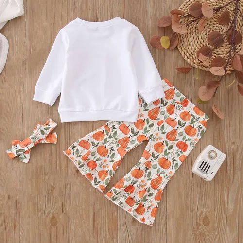 Vista 2 de Conjuntos de pantalones deportivos para adolescentes, pantalones de Halloween, camisas largas, sudadera de calabaza, pantalones para bebés, niños 8