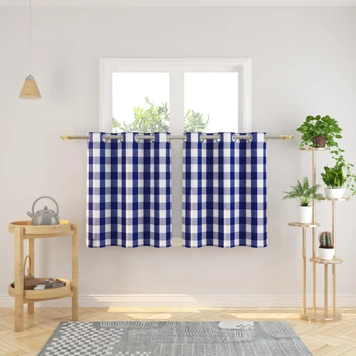 Vista 87 de Cortinas de 24 pulgadas de largo con diseño Buffalo Check Gingham Plaid para ventanas de cocina y baño, tratamiento para ventanas con 2 paneles