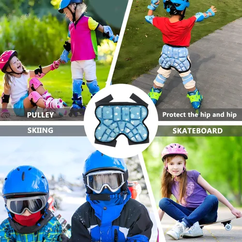 Vista 6 de Kids Butt Pad for Skiing Snowborading Skateboard Roller Skate azul claro
