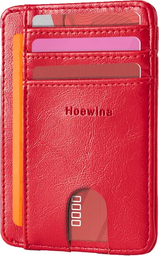 Vista 20 de Hoewina Cartera delgada para hombre, bolsillo frontal minimalista con bloqueo RFID, billetera de cuero delgada para tarjetas de viaje, regalos