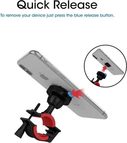 Vista 7 de TechMatte Soporte universal para teléfono para bicicleta, bloqueo rápido y liberación de 360 grados, soporte de teléfono ajustable para manillar
