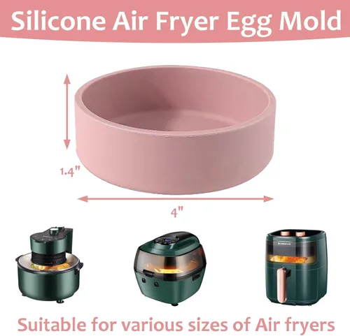 Vista 2 de Sartén de silicona para freidora de aire, 3 piezas, molde de huevo reutilizable, moldes para mordeduras de huevo, sartén antiadherente individual