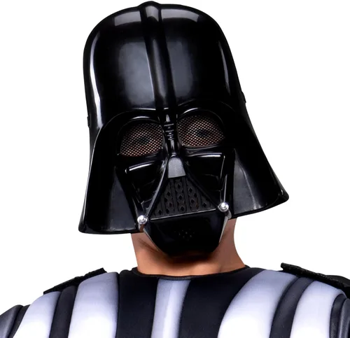 Vista 3 de Star Wars Darth Vader - Disfraz oficial de lujo juvenil Mono acolchado con guantes, capa desmontable y máscara de plástico
