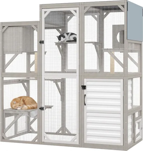 Vista 18 de Gowoodhut Catio - Recintos para gatos al aire libre, casa grande de madera