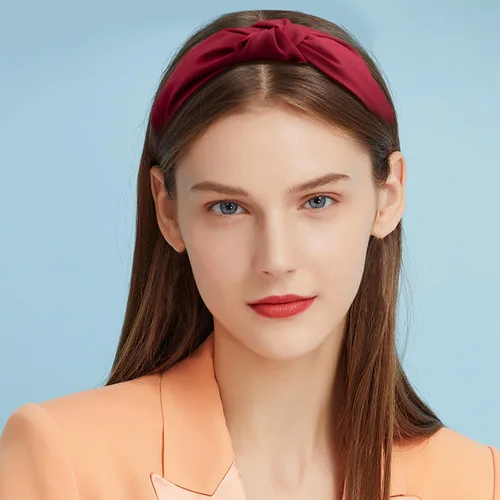 Vista 4 de Paquete de 5 diademas anchas de tela anudadas para mujer, bandas para la cabeza de moda para mujeres, diademas antideslizantes para cabello grueso