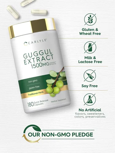 Vista 5 de Carlyle Guggul Extracto Suplemento 180 Cápsulas Guggulsterone Sin OMG y sin gluten