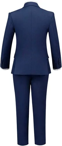 Vista 4 de Addneo Conjunto de trajes formales para niños con camisa de vestir y corbatín, Blanco