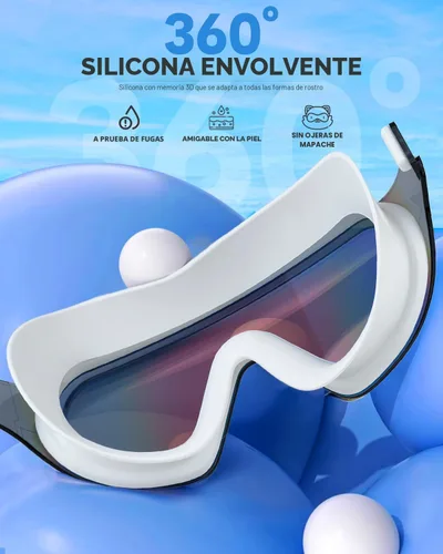 Vista 4 de Zoomsnail Swim Goggles 2 Pack, Rimless Wide View Swimming Goggles for Adult, Anti-Fog UV Leaking Pool Goggles for Men Women Azul y rosa