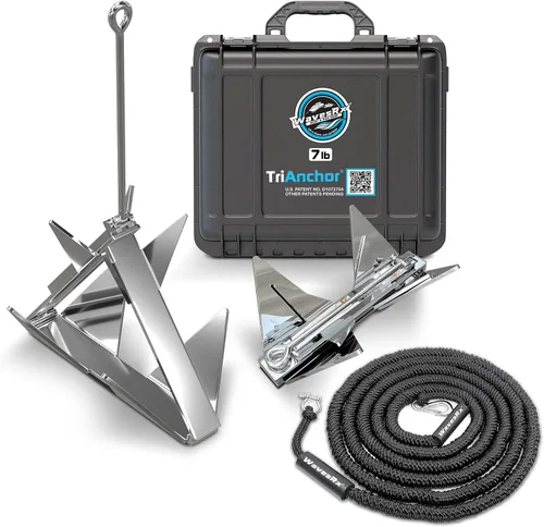 Vista 12 de WAVESRX TriAnchor - Stainless Steel Folding PWC & Boat Anchor Sets Instantly for Effortless Boat & Jet Ski Anchoring Compact Patent-Pending