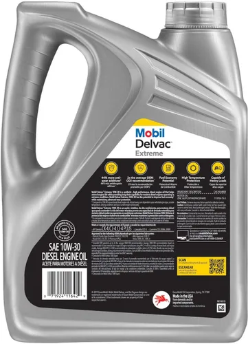 Vista 2 de Aceite de motor Mobil Delvac Extreme 122454 para diésel, 10W-30, 4 galones