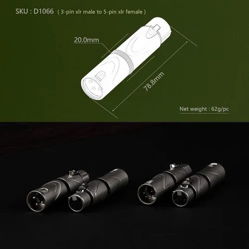 Vista 4 de Adaptador XLR macho a hembra, 3PIN a 5PIN - Divisor de extensión de micrófono de audio DMX