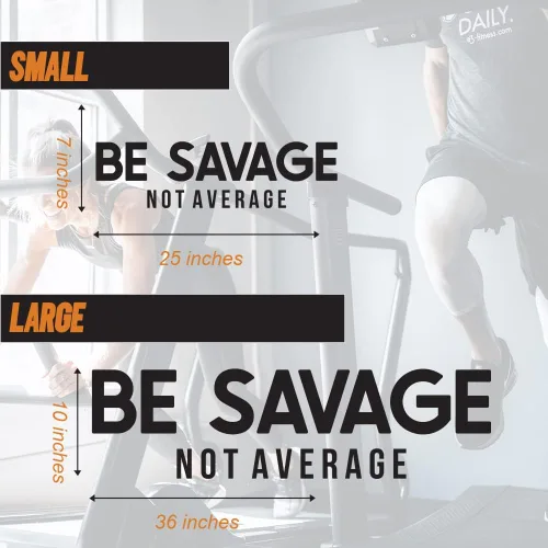 Vista 5 de Calcomanía motivacional para pared de gimnasio con texto en inglés «Be Savage Not Promedio» para el gimnasio en casa, yoga, ejercicio, fitness