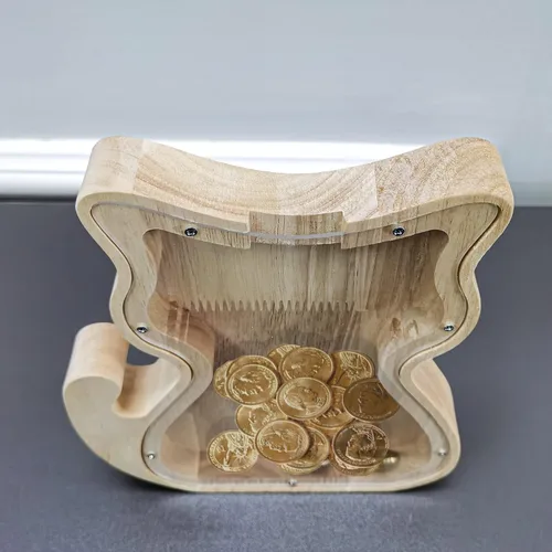 Vista 2 de FixtureDisplays® Alcancía de madera para gatos, alcancía de ahorro para niños, bonita moneda de recuerdo para niños y niñas, es un regalo único