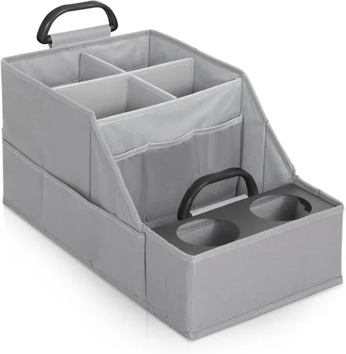 Vista 9 de MULISOFT Organizador de asiento de automóvil, organizador de asiento trasero con 11 compartimentos de almacenamiento y 2 portavasos, organizadores