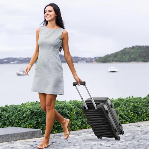 Vista 9 de MGOB Equipaje de mano Maleta rígida con ruedas giratorias y cerradura TSA, aprobada por aerolíneas para hombres y mujeres, Negro -, Lugggage